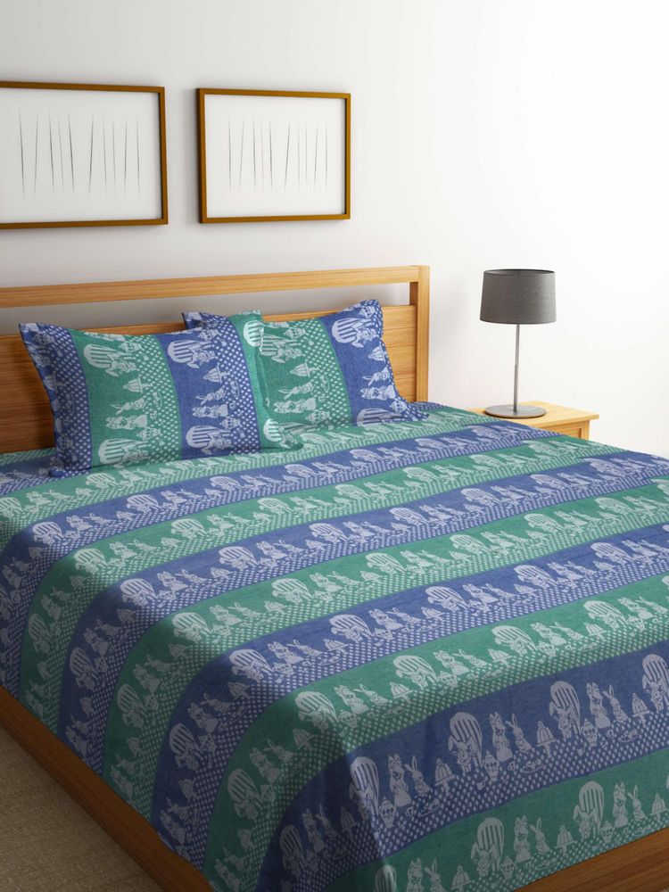 FABINALIV Multi-Color Cartoon Design Handwoven Bedcover with 2 Pillow Covers (King)-image-18