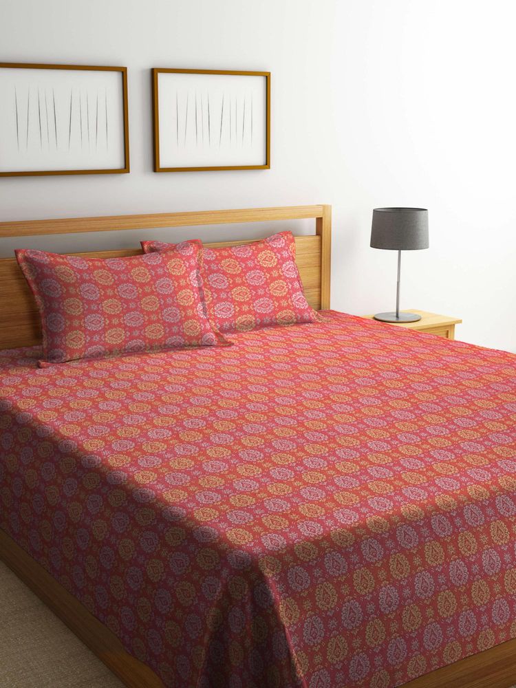FABINALIV Multi-Color Ethnic Handwoven Bedcover with 2 Pillow Covers (King)-image-28