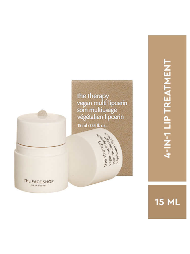 The Face Shop Vegan Korean Lipcerin - Lip Mask, Glowy Balm, Lip Scrub & Plumping Gloss in one