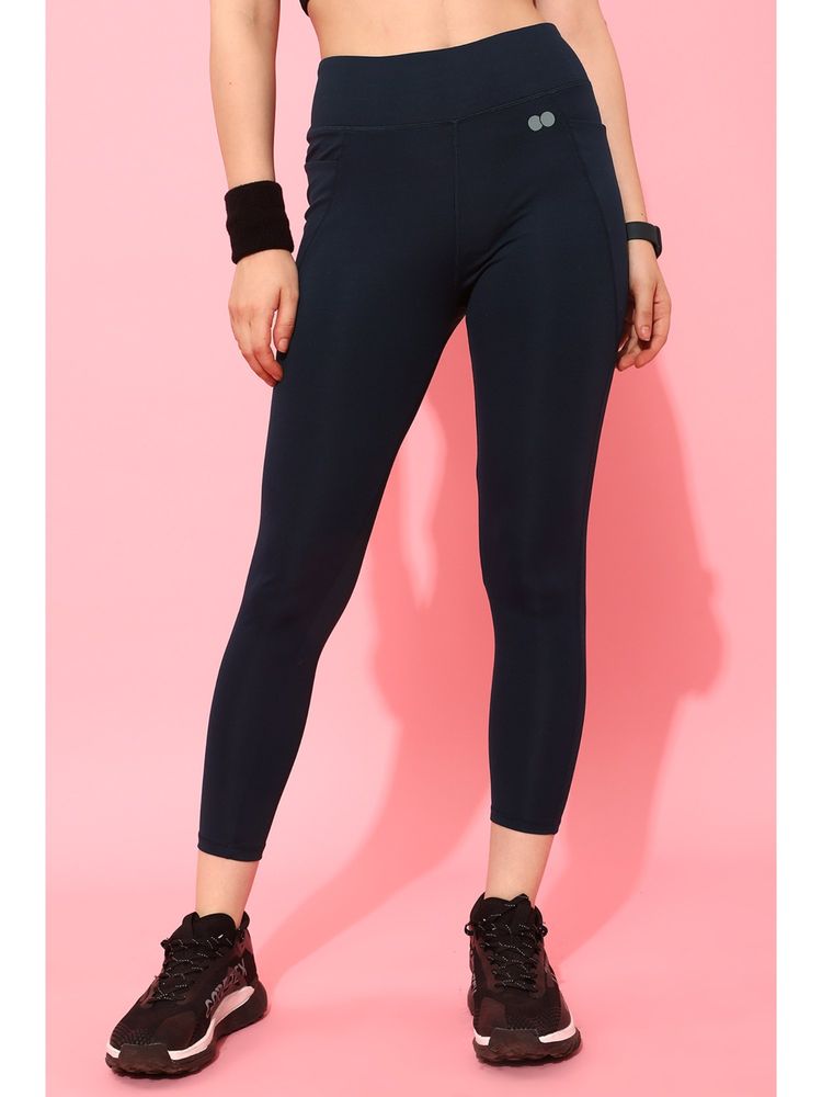 Clovia High-Rise Snug Fit Active Navy Colour Tights-picture-19
