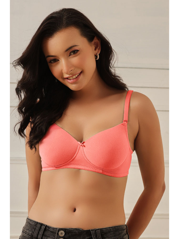 Clovia Peach Padded Non-Wired Demi Cup Multiway T-Shirt Bra-picture-27