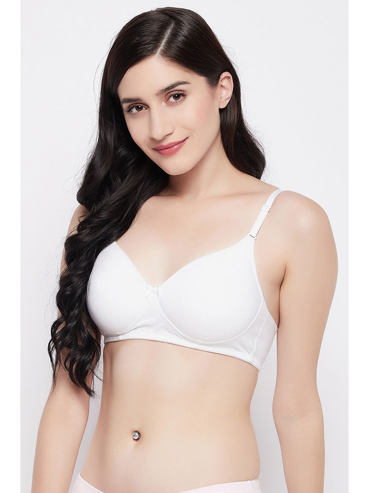 Clovia White Padded Non-Wired Demi Cup Multiway T-Shirt Bra-picture-16