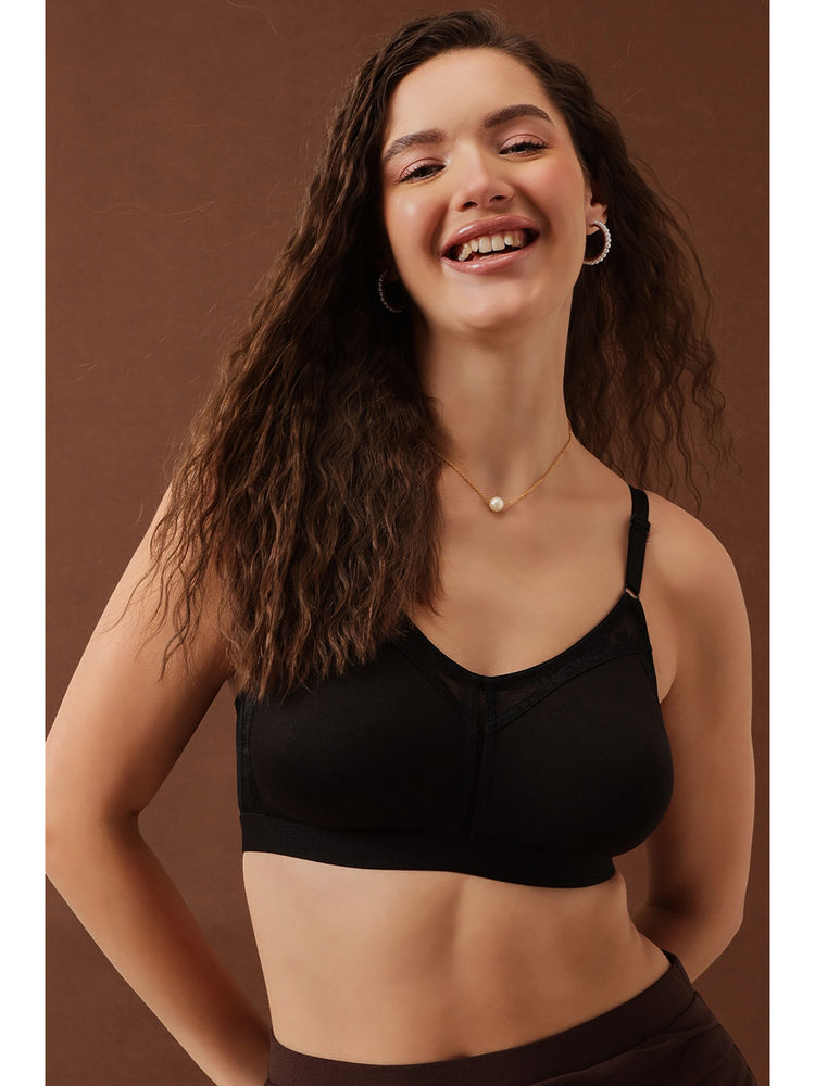 Clovia Black Non-Padded Non-Wired Spacer Cup Full Figure T-Shirt Bra-picture-11