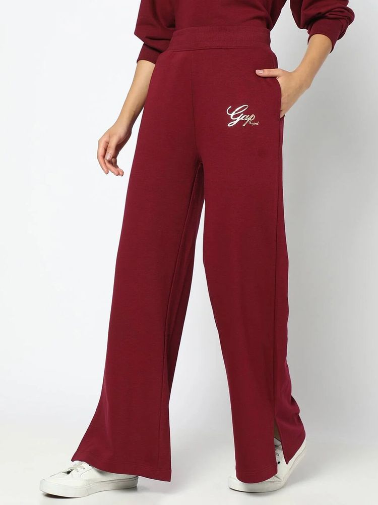 gap fashion GAP Women Logo High Rise Maroon Track Pant-picture-13