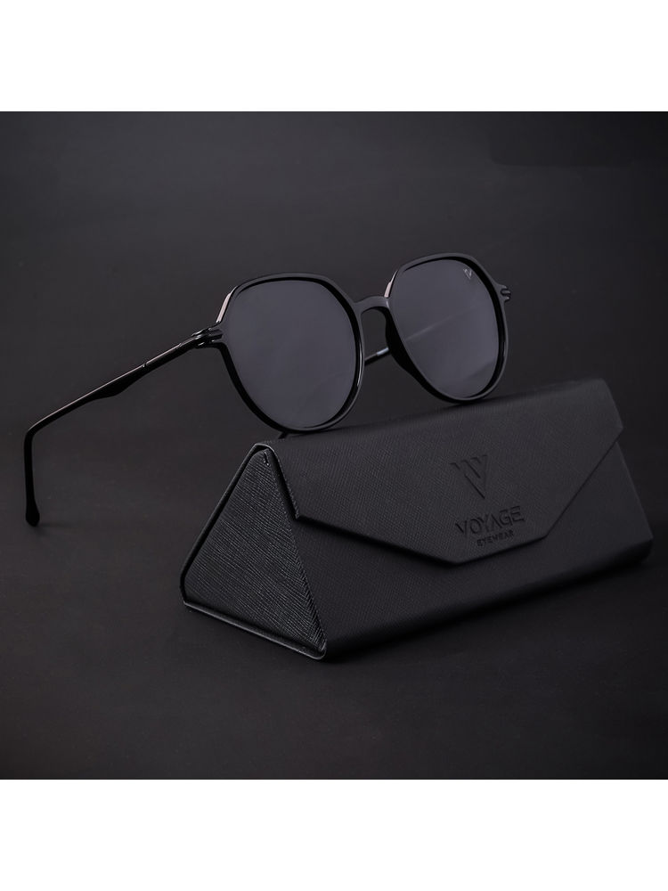 Voyage Shine Black Polarized Round Sunglasses for Men & Women - TR8068PMG4297-image-1