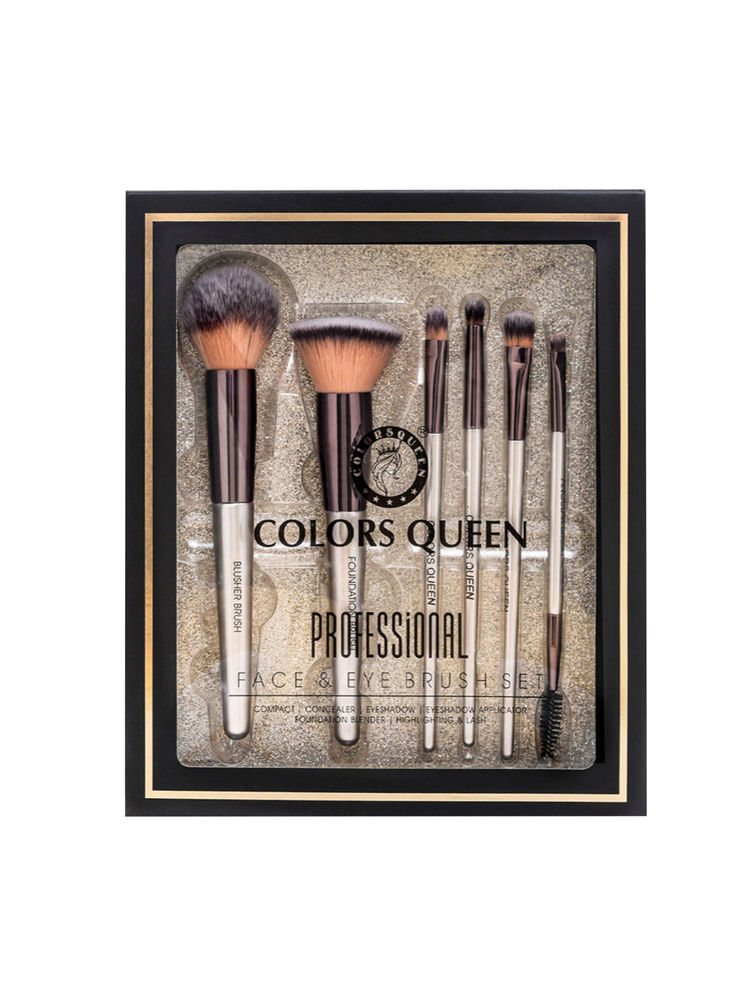 Colors Queen Professional Face & Eye Brush Set Of 6 Brushes (BR-06)-image-16