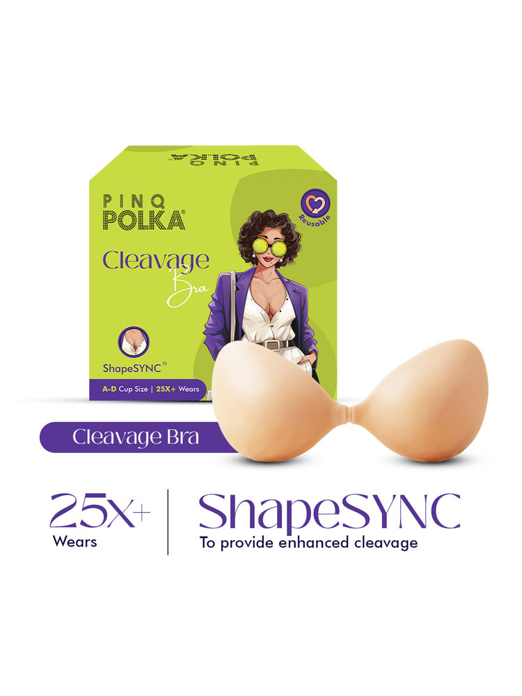 PINQ Polka Adhesive Stick-On Cleavage Bra - Reusable Invisible Strapless Bra Nude (A Cup)-picture-11
