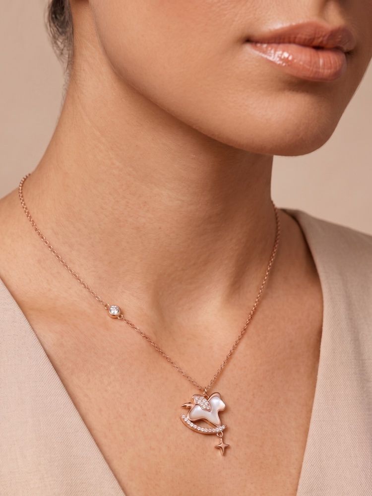 925 SILLER 925 Pure Silver White Butterfly Charm Necklace-picture-30