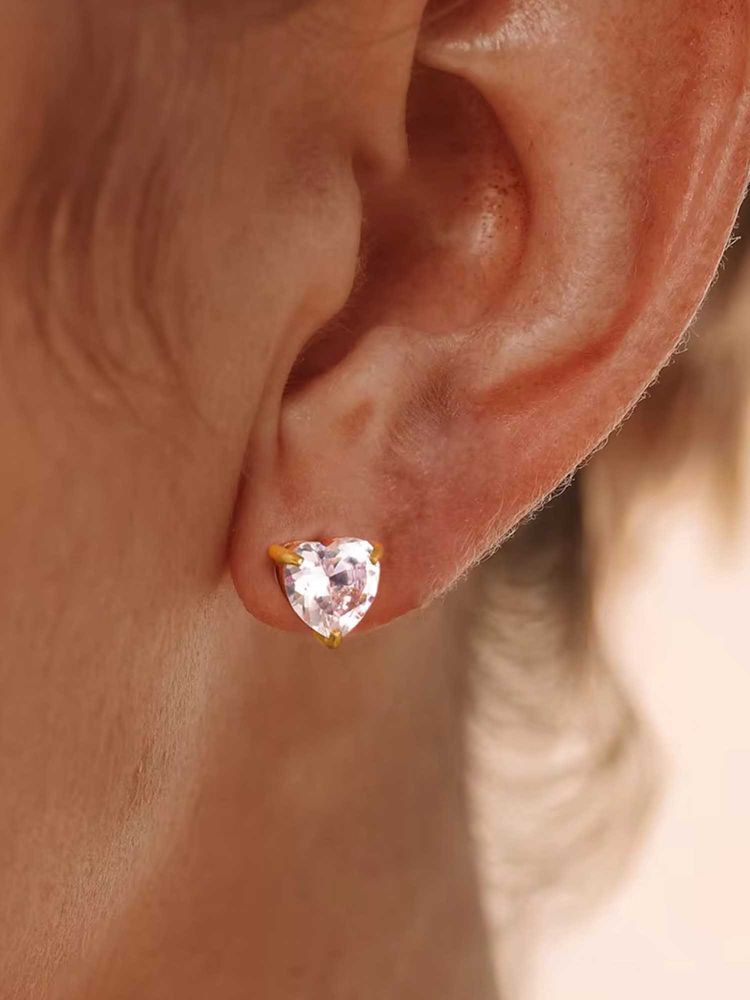 Mitali Jain White Heart Cut Cz Solitaire Stud Earrings-image-15