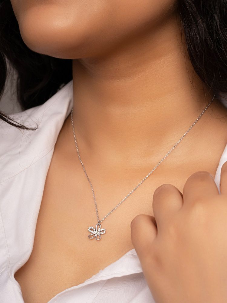 SILBERRY 925 Sterling Silver White Floral Essence Necklace-picture-13