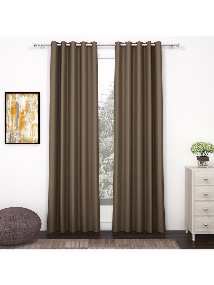 Story@Home Polyester, Silk Blackout Shower Curtain (Pack Of 2) (Solid, Copper Brown) (8 Feet)-image-48