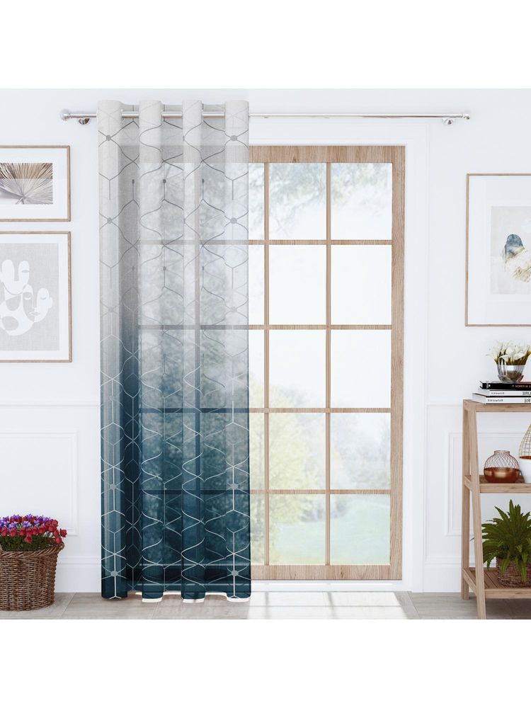 Story@Home Polyester Long Door curtain long, Navy Blue & Grey, Geometric (9 Feet)-image-6
