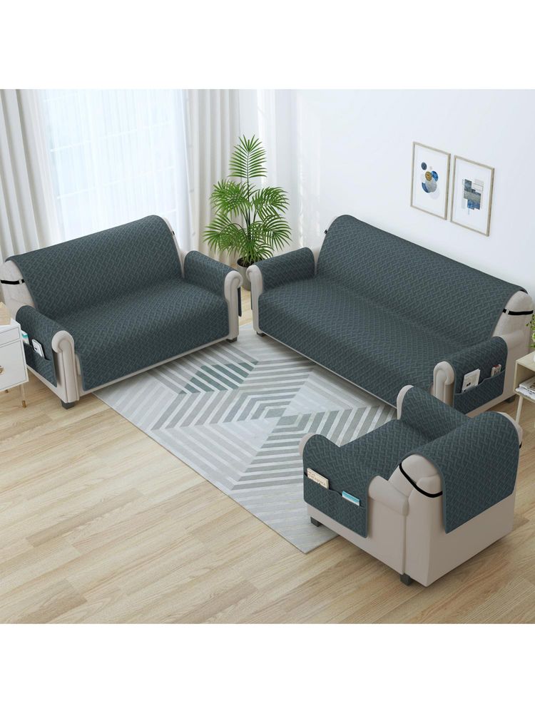 Story@Home Synthetic (3+2+1) 6 Seater Sofa Cover (Grey Pack of 3)-picture-23