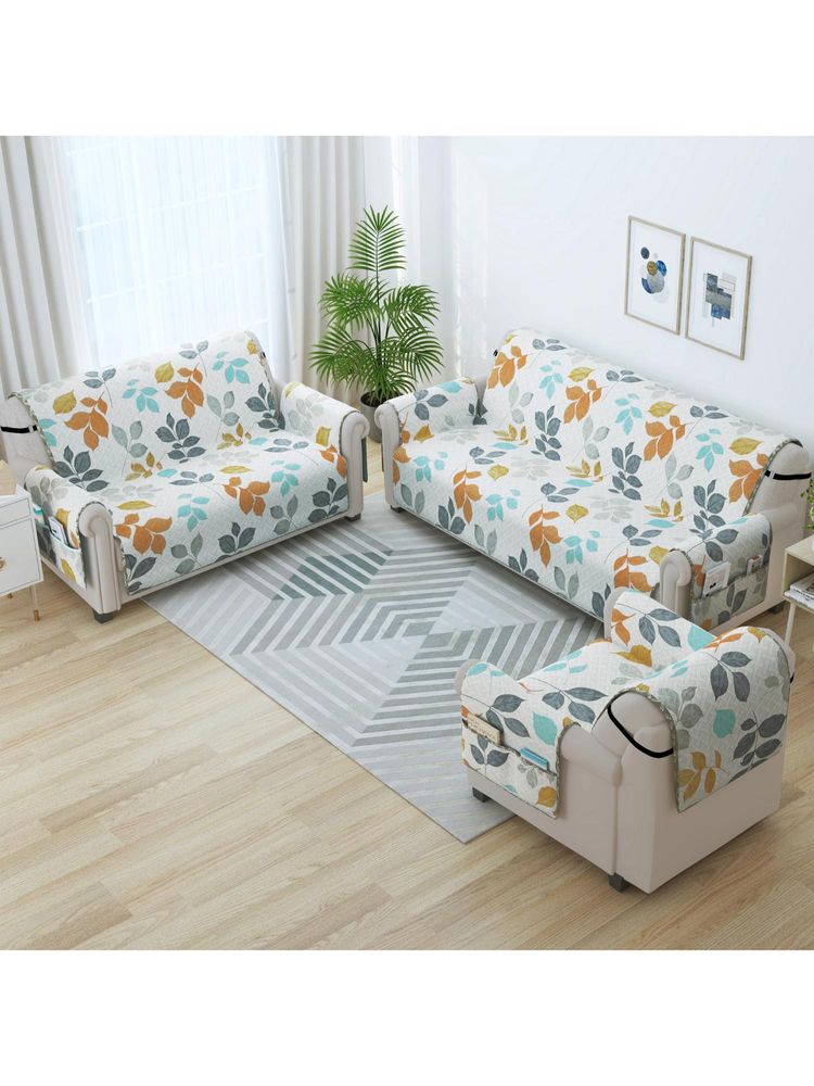 Story@Home Synthetic (3+2+1) 6 Seater Sofa Cover (White Pack of 3)-image-24