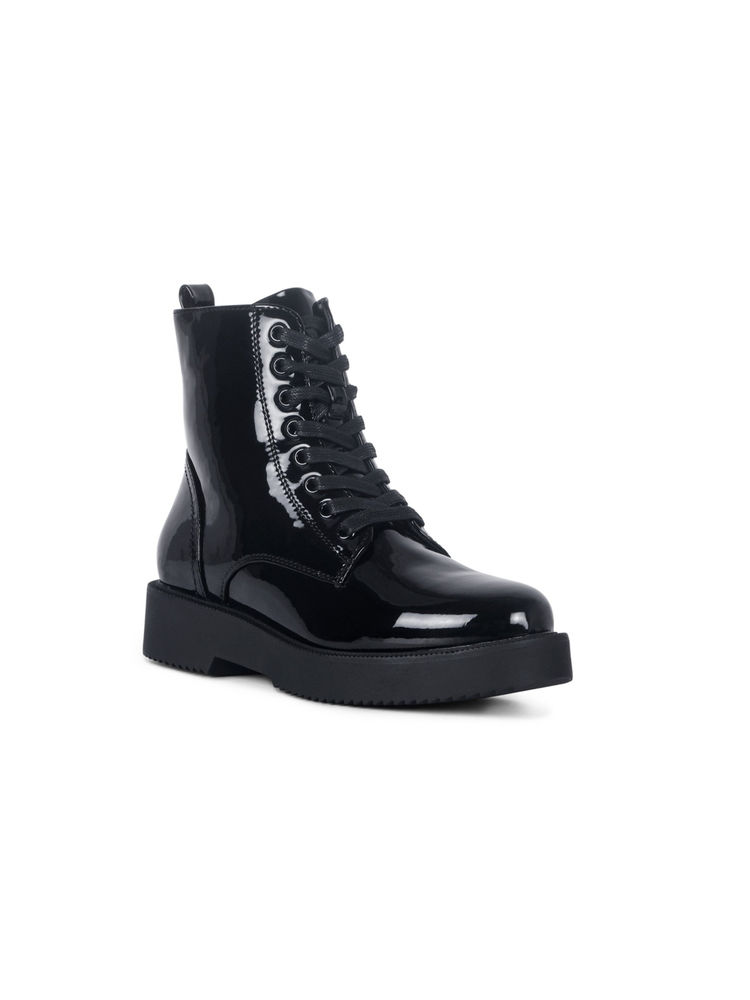 London Rag Solid Black Lace-up Boots-picture-12