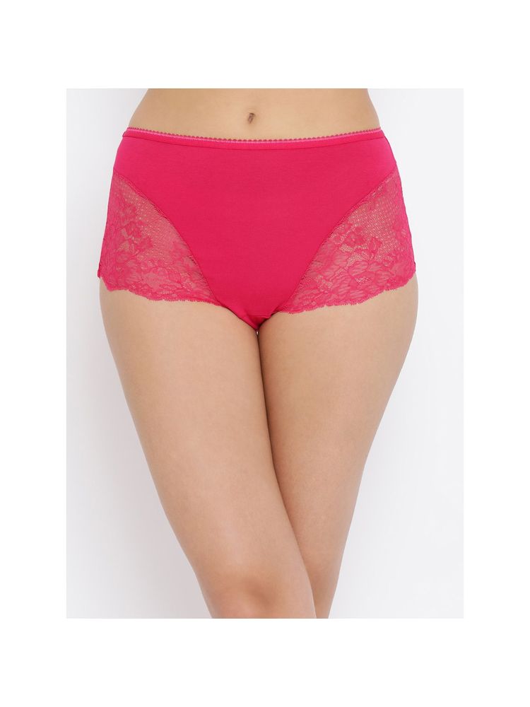 Clovia Pink Cotton High Waist Outer Elastic Hipster Panty-picture-31