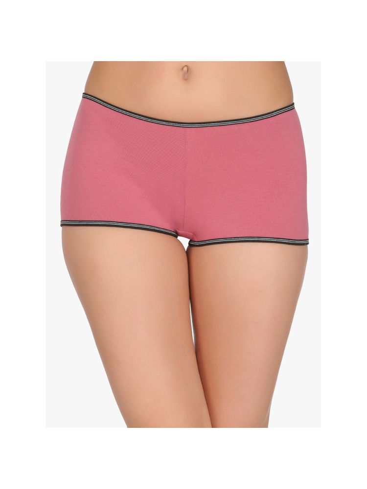 Clovia Pink Cotton Medium Waist Outer Elastic Boyshorts Panty-picture-30