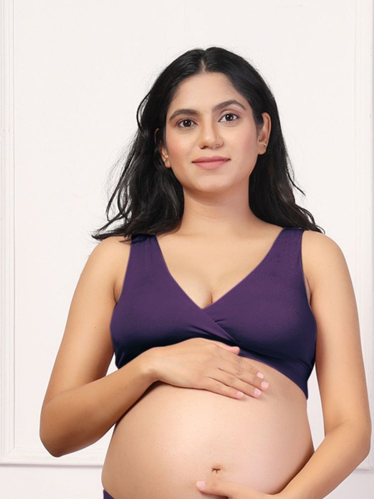 Zelena Maternity Padded Nursing Bra - Purple-picture-24