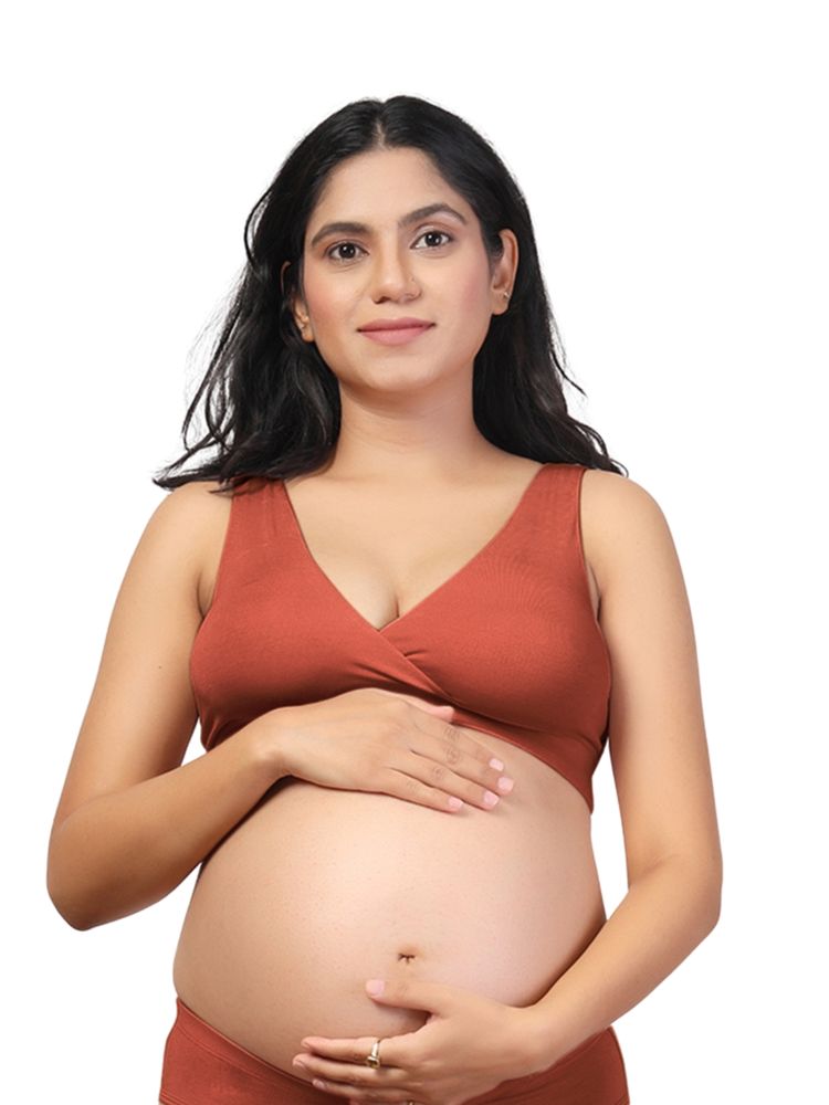 Zelena Maternity Padded Nursing Bra - Rust-picture-22