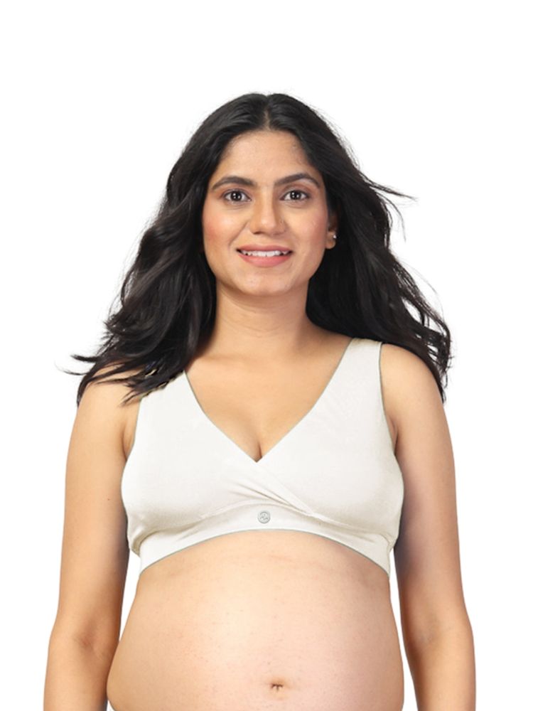 Zelena Maternity Padded Nursing Bra - Off White-image-25