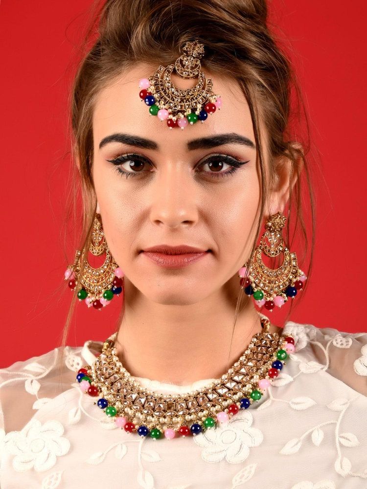Odette Women Multi-Colour Adorable Pearl Jewellery Set-image-19