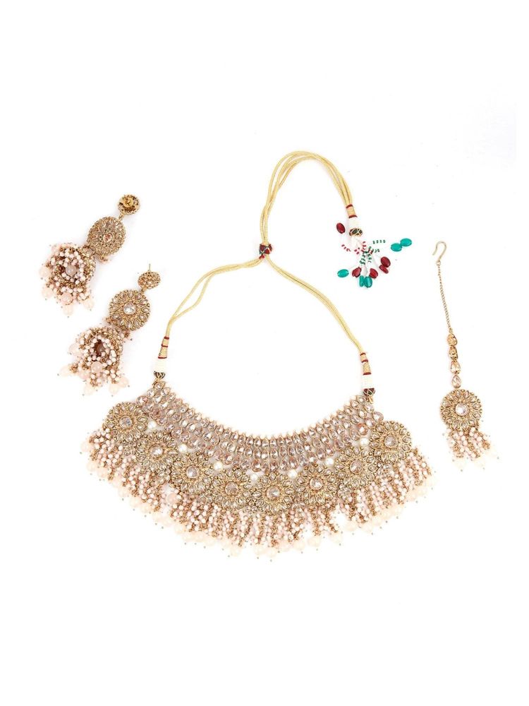 Odette Women Exquisite Necklace, Earrings And Maang Tikka-image-20