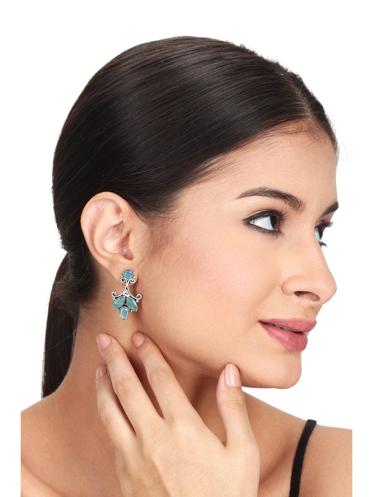 Anvik Floral Pastel Oxidised Drop Earrings-image-37