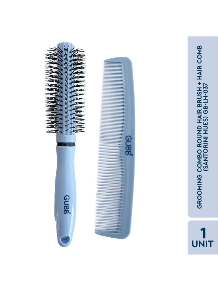 GUBB Santorini Hues Grooming Combo (Round Hair Brush + Hair Comb)-image-31