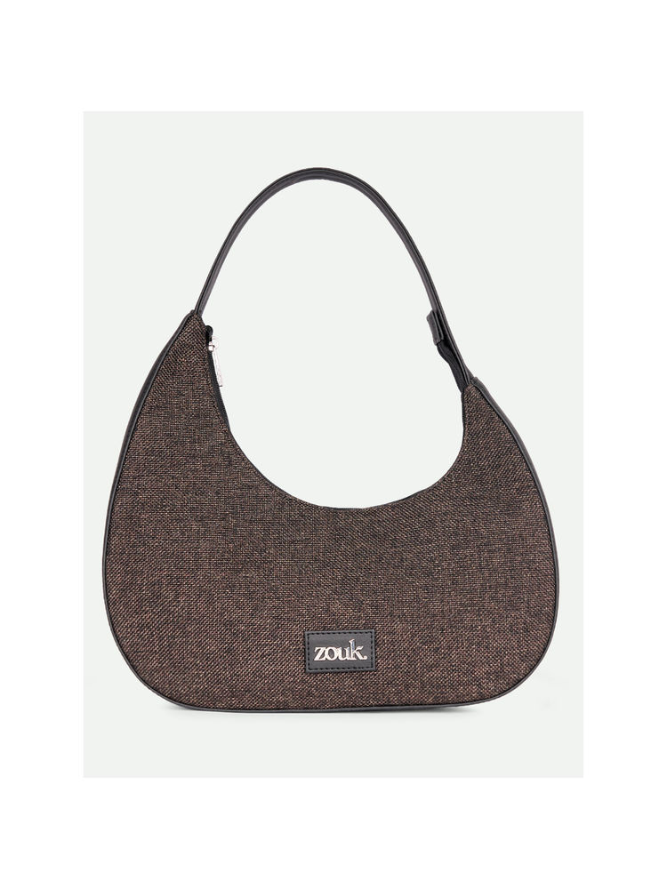 Zouk Women Brown Bristel Pixi Baguette Handbag-image-14