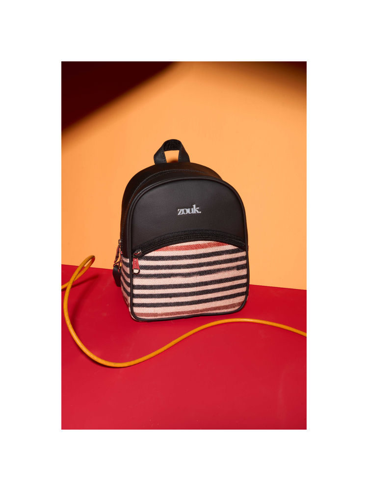 Zouk Women Beige Qutub Stripes Dalila Mini Backpack-picture-13