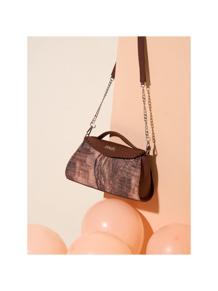 Zouk Women Brown Ladakh Impasto Saisha Sling Bag-picture-41