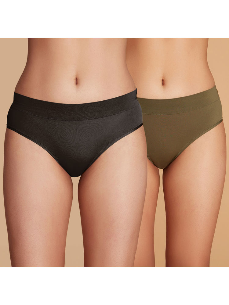 nykd by nykaa 4 Way Stretch Hipster Panty Pack of 2 NYP342 Black & Olive-picture-27