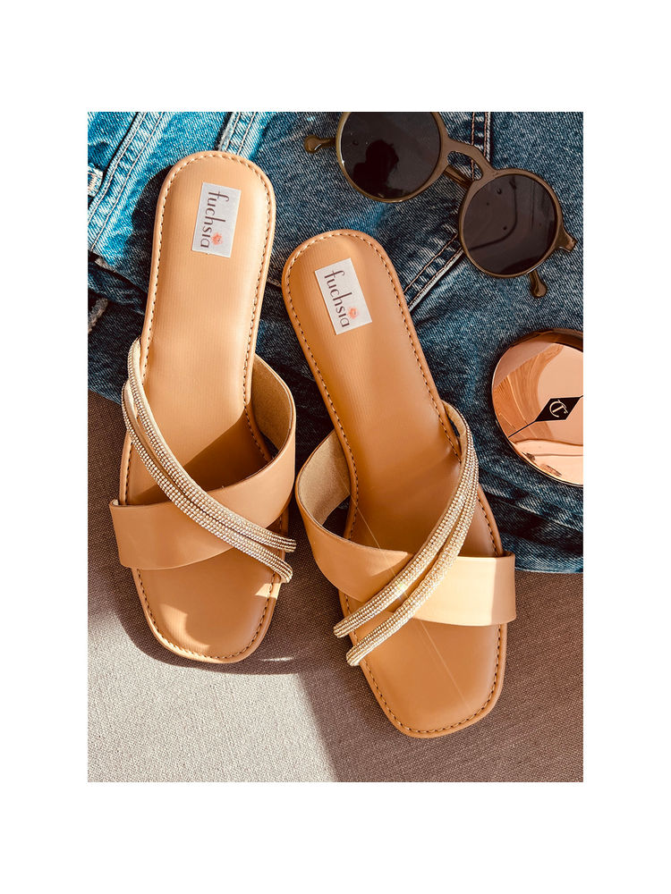 Fuchsia by Aashka Mehta Tan Latte Sliders Flats-picture-15