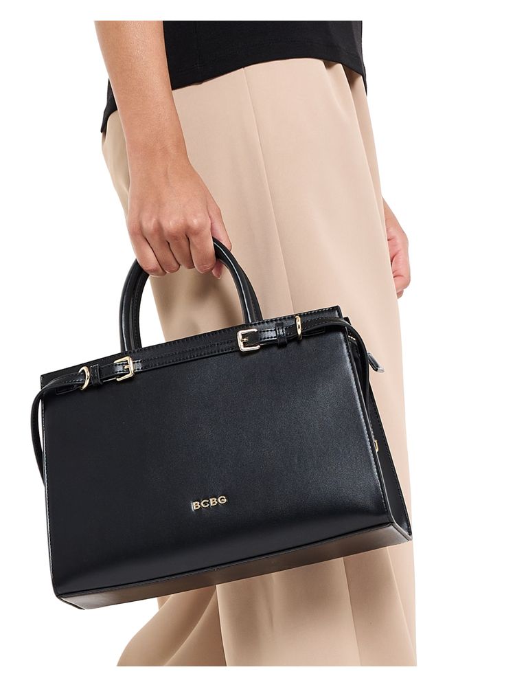 BCBG Black Top Handle Satchel Bag and Detachable Strap-picture-21