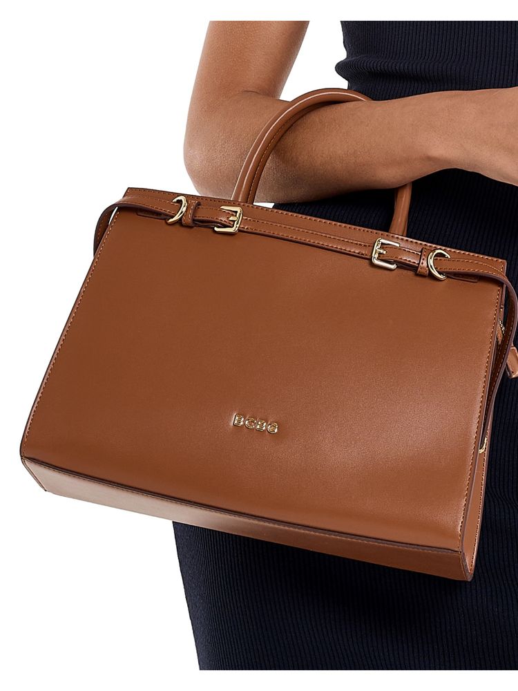 BCBG Brown Top Handle Satchel Bag and Detachable Strap-picture-10