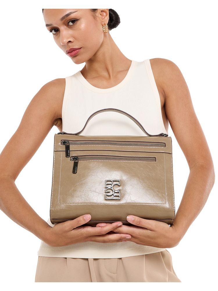 BCBG Beige Solid Handheld Bag and Detachable Strap-picture-16