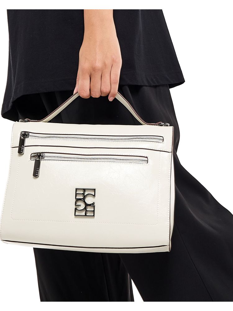 BCBG Off White Solid Handheld Bag and Detachable Strap-picture-23