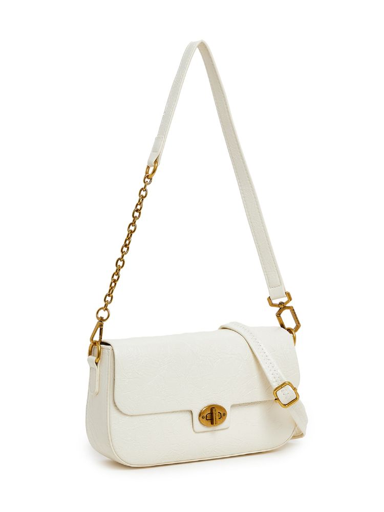 BCBG White Sling Bag with Detachable Handle