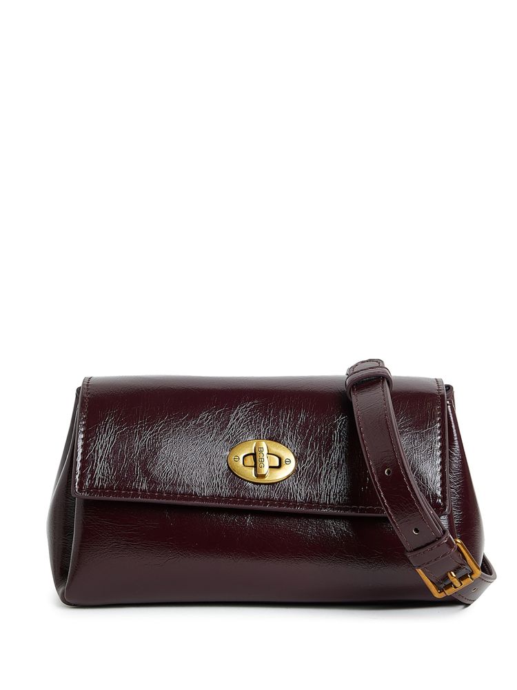 BCBG Maroon Twisted Lock Crossbody Bag with Logo-picture-22