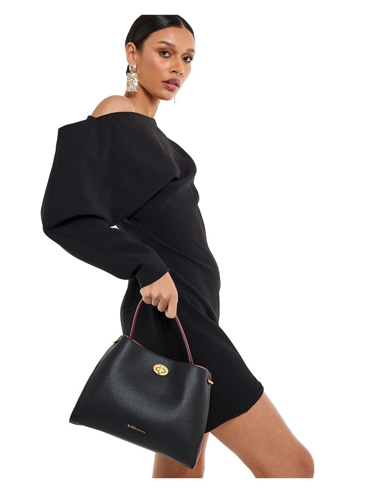 BCBG Black Top Handle With Lock Shoulder Bag-picture-26