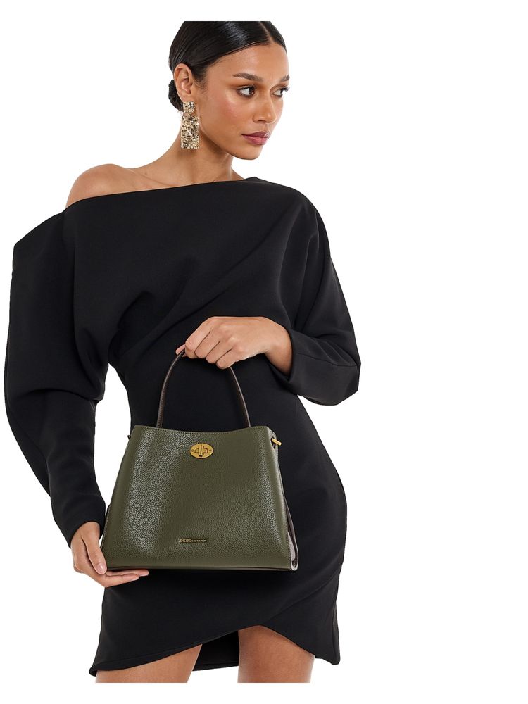 BCBG Green Top Handle With Lock Shoulder Bag-image-1