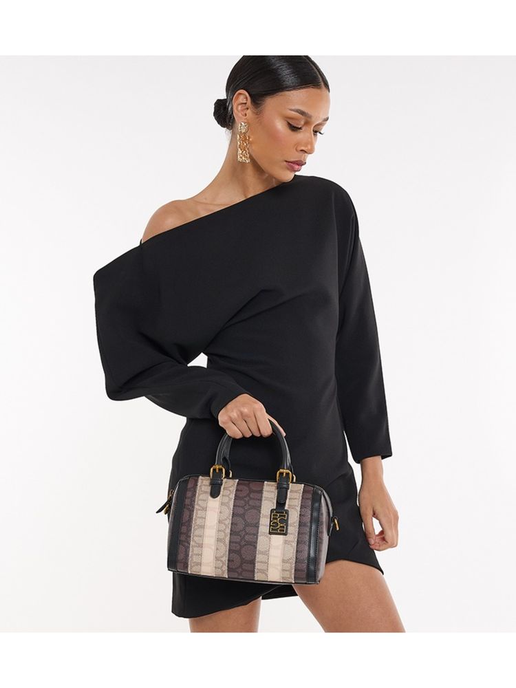 BCBG Brown Monogram Satchel Bag and Detachable Strap-image-30
