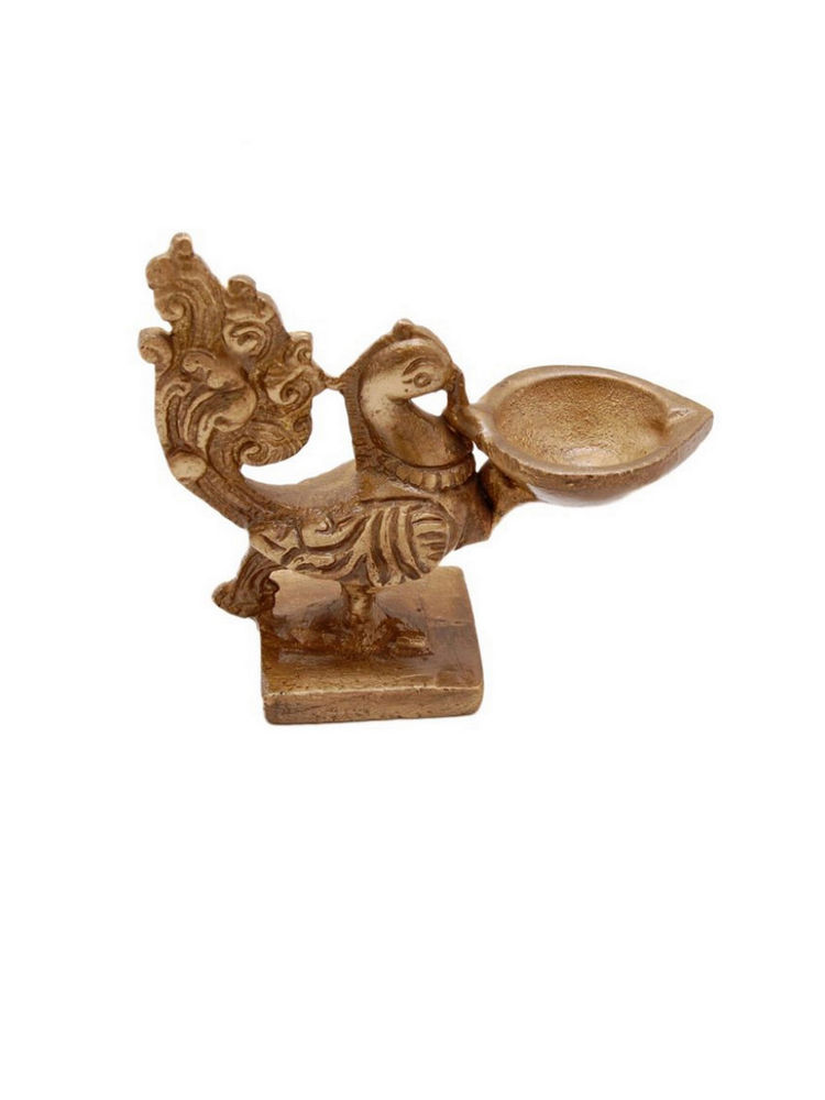 eCraftIndia Brass Peacock Deepak-image-40