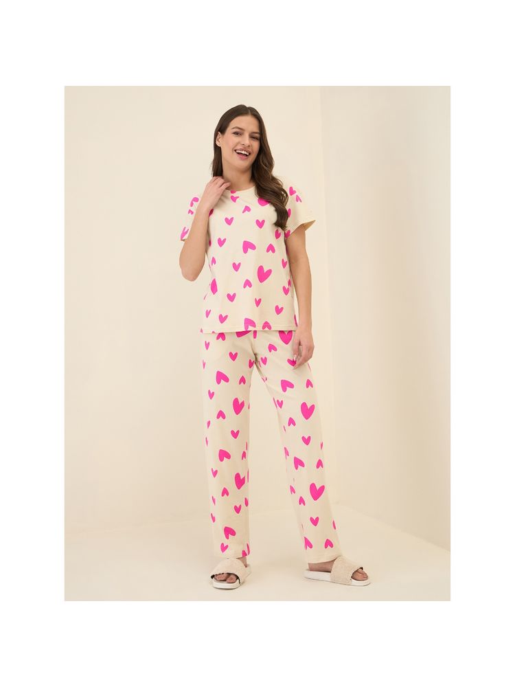 Sweet Dreams Women Beige Printed T-Shirt and Pajama (Set of 2)-picture-29