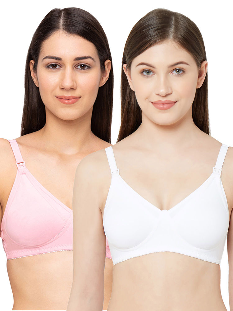 Juliet Womens Non Padded Non Wired Feeding Bra Combo Mold Feed White Pink-picture-10