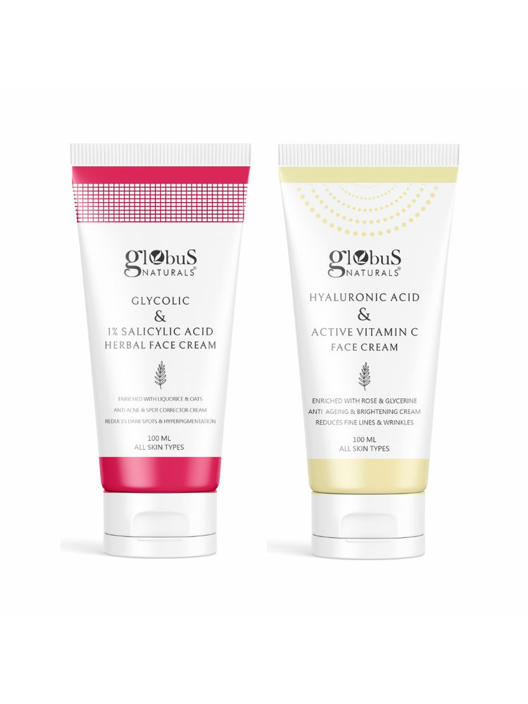 Globus Naturals Glycolic + 1% Salicylic Acid and Hyaluronic Acid + Vitamin C Face Cream - Set of 2-image-28