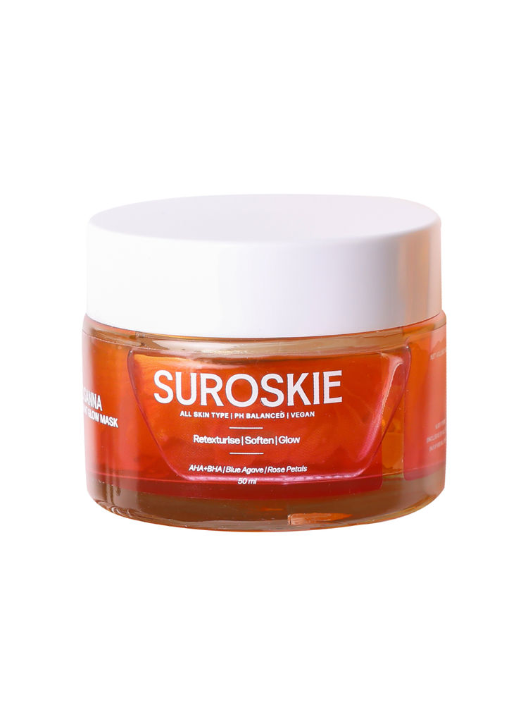SUROSKIE Rosanna Rose Instant Glow Face Mask 50ml | With Rose, Aloe vera & AHA+BHA Extracts | For Cleans Pores & Dark Spot | Spa Glow at Home | Facial In a Jar | Face Mask For Men & Women-image-1