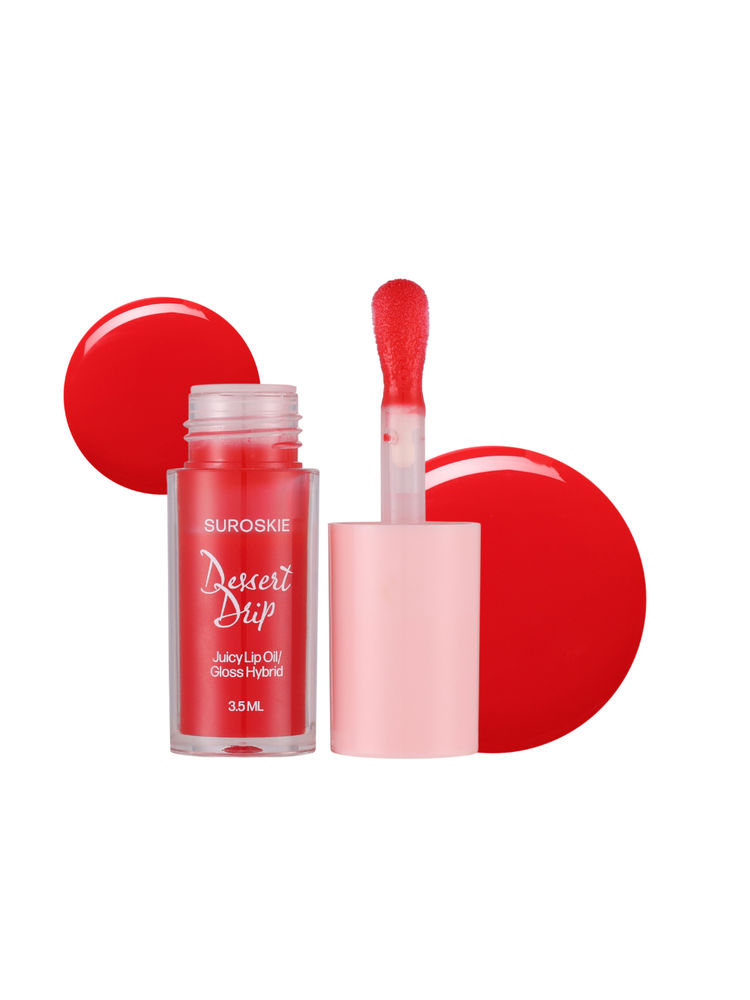 Suroskie Dessert Drip Macaroon Moisture Lip Oil/Gloss (3.5ml) | 2-in-1 formula | For Deep Hydration & High-Glossy shine | Upto 24 hrs | With Avocado & Shea Butter | Non-Sticky | Lip Gloss For Women-image-27