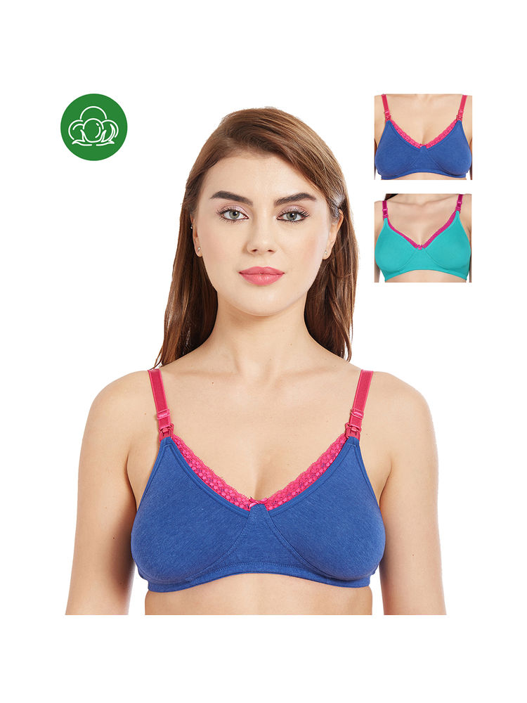 Inner Sense Organic Cotton Antimicrobial Laced Nursing Bra Pack of 3 - Multi-Color-picture-9