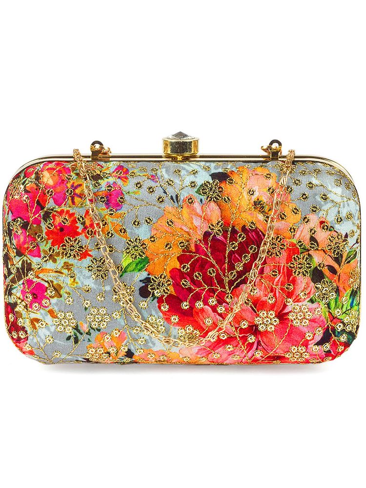 Parizaat By Shadab Khan Grey Embroidered Clutch